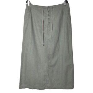 Vintage Eddie Bauer Skirt 14 Linen Blend Maxi Green Granola Outdoorsy Earthy